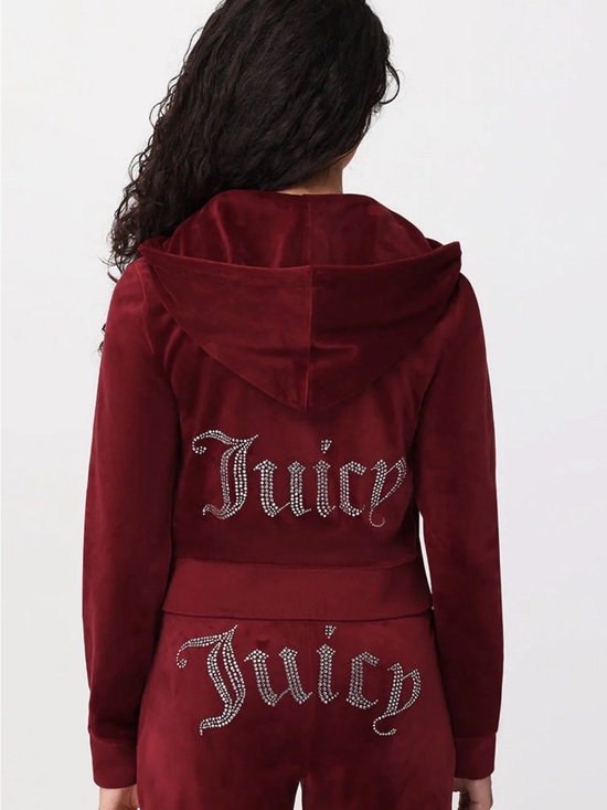 Juicy Couture Other - Juicy Couture Burgundy Velour Rhinestone Logo Tracksuit